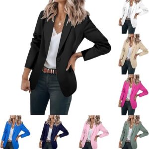 Womens Casual Blazers Work Office Suit Jackets Lapel Collar Long Sleeve Jackets
