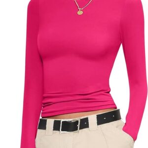 Ekouaer Womens Long Sleeve Shirts Fitted Tops