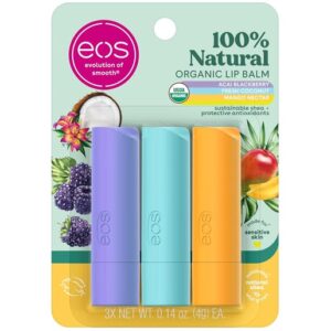 eos Natural Shea Lip balm - Acai Blackberry, Fresh Coconut, Mango Nectar, eos lip balm, All-Day Moisture, Lip Care, Shea Butter, Moisturizing, 0.14 oz, 3-Pack Sticks