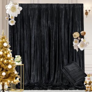 Black Sequin Backdrop Curtain 2 Panels 4.8FTx10FT Glitter Background Drapes
