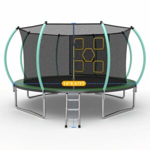 Mersco 14FT Trampoline for Kids with Mulifunctional Target Cloth