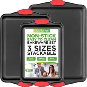 NutriChef 3-Piece Nonstick Kitchen Oven Baking Pans