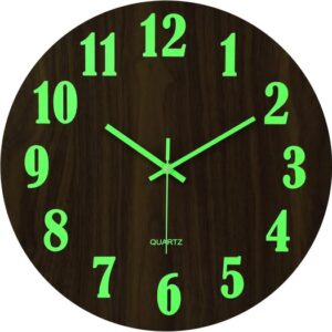 jomparis 16 Inch Wooden Wall Clock Glow in The Dark Farmhouse Decor Clock for Living Room