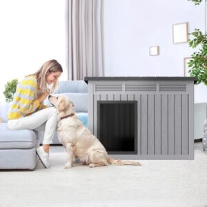 Bifanuo Waterproof Dog House, Indoor Outdoor Kennel with Ventilated Design & Sloping Roof for Medium to Large Dogs