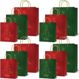 easykart labels 36 Christmas Gift Bags , Red & Green Metallic & Texture Finish with Golden & Spot Gloss Xmas Tree
