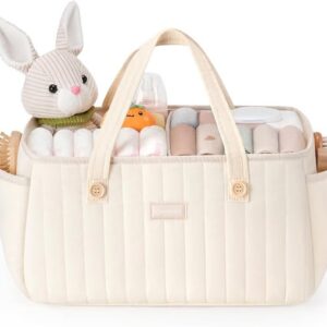 Baby Diaper Caddy Organizer for Wipes, Diapers Storage Basket with Handle