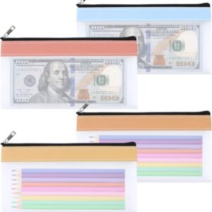 4PCS Clear Pencil Pouch, Pencil Case,Pen Holder with Zipper for Kids