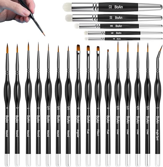 BoAn 21 Pcs Micro Paint Brushes Set,Miniature Brushes with Triangular Handles