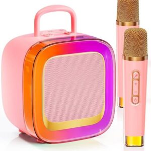 Kinglucky Karaoke Machine for Kids (Christmas Limited) Girls Ages 3-12 with 2 Light-Up Microphones