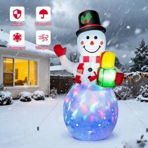 5ft Christmas Inflatables Snowman Outdoor Yard Decor with Rotating LED Lights Christmas Blow Up Decoration Garden