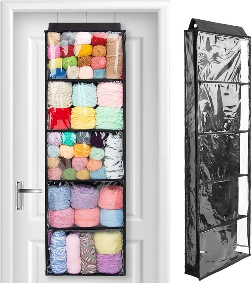 PACMAXI Hanging Yarn Storage Knitting Organizer Storage with 5 Compartments