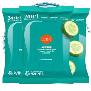 Lume Acidified Deodorant Wipes - 24 Hour Odor Control