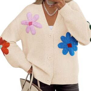 ZESICA Womens Fall Floral Cardigan Sweaters