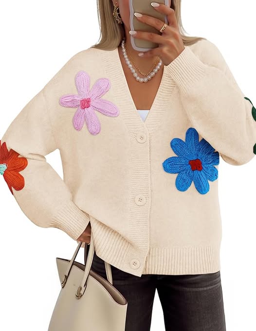 ZESICA Womens Fall Floral Cardigan Sweaters