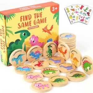 Wooden Match Memory Game for Kids, 24Pc Memory Matching Cards