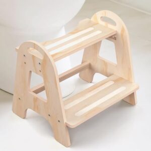 Potty Training Toilet, Selucky Wooden Height-Adjustable 2-Step Stool for Toddler Kids