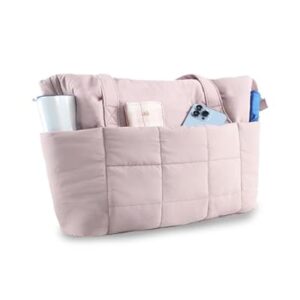 U+U Puffer Tote Bag for Women, Quilted 16" Laptop Work Tote