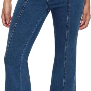 MARIASHA Women's Flared Jeans - Stretchy High Waisted Denim Pants with Button Fly