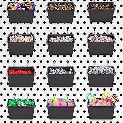 G.CORE 12 Pack Small Pegboard Bins with Hooks, Peg Board Hooks Assortment Organizer Accessory