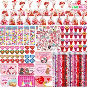 268 Pcs Kids Valentines Day Gifts for School Classroom Exchange Valentines Goodie Bags Stuffers