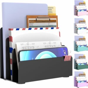 Mail Organizer Countertop, Small Desk File Organizer, Metal File Holder