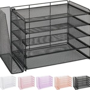 OPNICE Desk Organizer, 5-Tier Paper Organizer Letter Tray with Magazine Holder