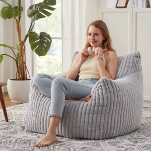 Plush Corduroy Bean Bag Chair with Memory Foam, living room bedroom Lazy Floor Sofa