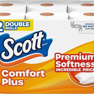 Scott ComfortPlus Toilet Paper, 12 Double Rolls