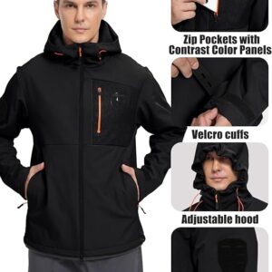 Men's Softshell Jacket Lightweight Waterproof Hooded Insulated Rain Jacket