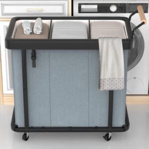 60 Gal (230L) Laundry Hamper 3 Section with Lid