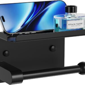 Matte Black Toilet Paper Holder with Shelf