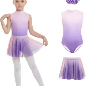 JiAmy Girls Ballet Leotards 4 Pcs with Removable Skirt