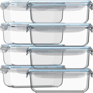 Razab 16 Pc (Set of 8) 30 Oz Glass Meal Prep Containers with Lids