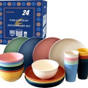 24pcs Wheat Straw Dinnerware Sets For 8