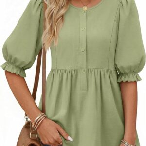 MEROKEETY Women's Summer Babydoll Peplum Tops Blouse