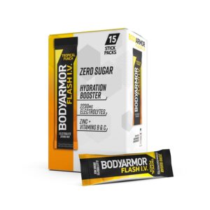 BODYARMOR Flash IV Electrolyte Packets, Tropical Punch - Zero Sugar Drink Mix