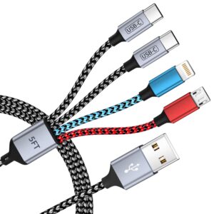 Dual Type-C USB Multi Charging Cable with 2 USB-C/IP/Micro Port