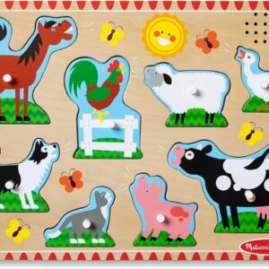Melissa & Doug Farm Animals Sound Puzzle - Wooden Peg Puzzle