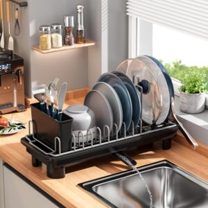 SanDream Small Dish Drying Rack with Removable Utensil Holder
