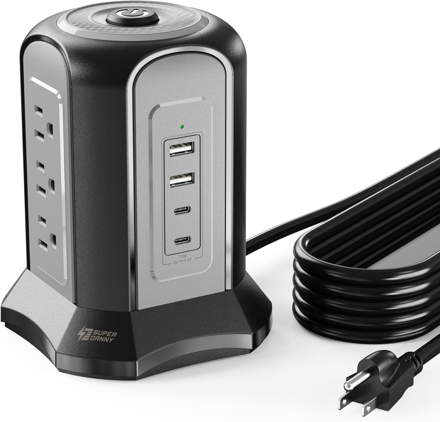 Power Strip Tower Surge Protector, SUPERDANNY Desktop Charging Station