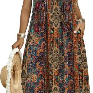 Zeagoo Summer Dresses for Women Flowy Aline Casual Midi Tank Dress