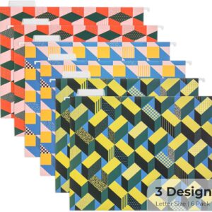 Y YOMA 6 Pack Decorative Hanging File Folders Letter Size Checkerboard Hanging Folder