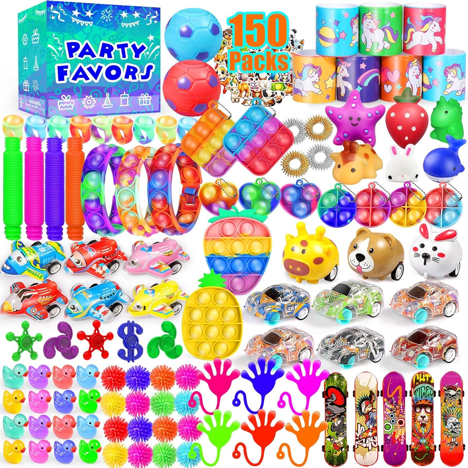 Party Favors for Kids 8-12 4-8, 150-Pack Fidget Toys Bulk