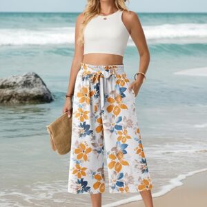 Lepunuo Capri Pants for Women Wide Leg Summer Capris Pant