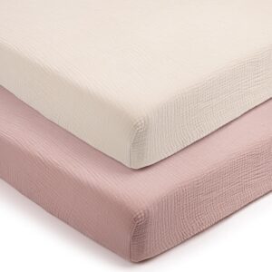lulumoon Fitted Pack and Play Sheets: Soft Muslin Cotton Playard Mattress