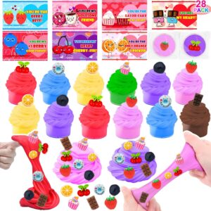 28 Pack Valentine's Day Cards with Butter Slime Toys