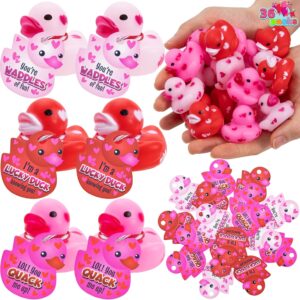 JOYIN 36 Pcs Valentine's Day Mini Rubber Duck With Gift Cards