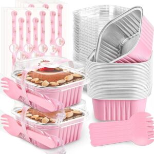 60 Pack Mini Cake Pans with Lids Mini Aluminum Pans
