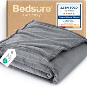 Bedsure GentleSoft Fleece Throw Blanket for Couch Grey