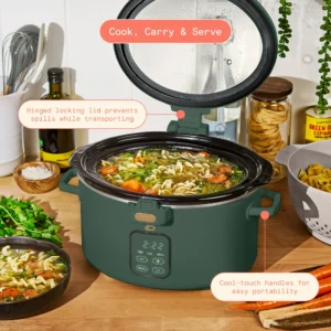 Beautiful 4 Qt Digital Slow Cooker with Hinged Locking Lid Only $34.97